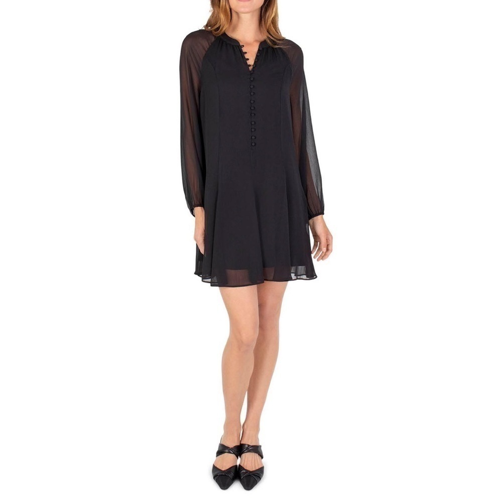 JOIE Long Balloon Sleeve MIDI Dress Black M - Picture 2 of 10